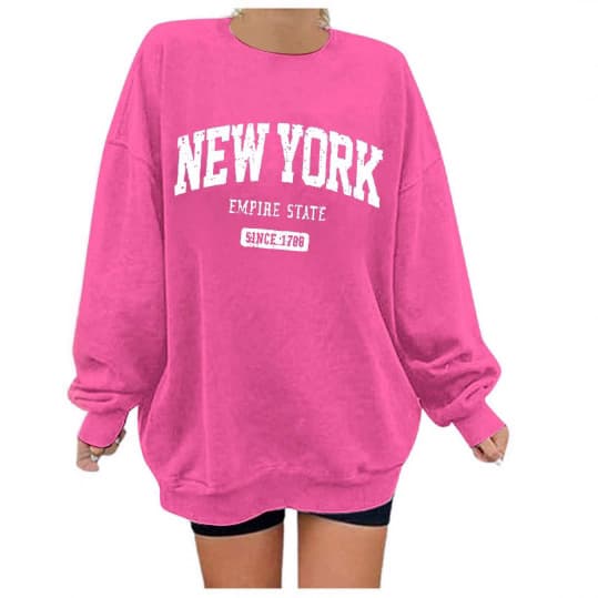 European Size Amazon Independent Site European and American Women's Casual Sweatshirt Round Neck Pullover Sweatshirt Solid Color