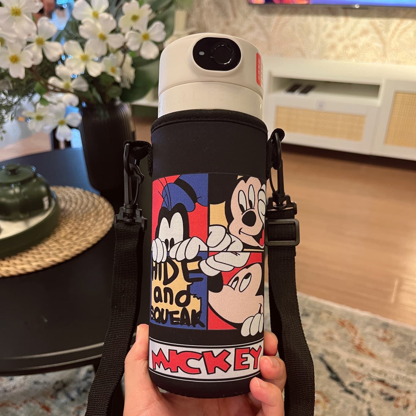 Cross-border thickening 480ml500ml thermos cup cover password fingerprint protective cover cartoon student diving material anti-fall water