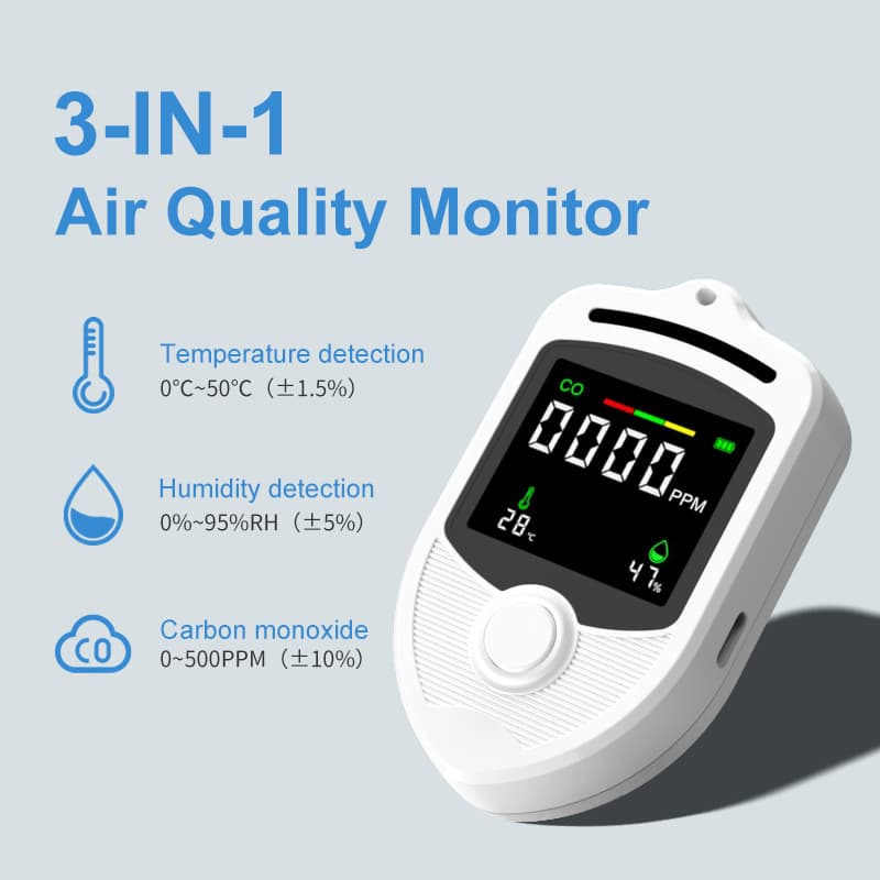 Portable Carbon Monoxide Detector - Triple-Function Outdoor Camping CO Monitor for Travel Environment Testing