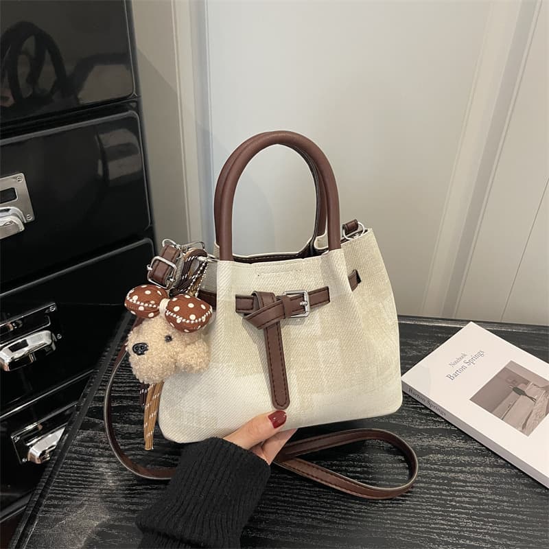 New Fashion Tote Bag with Detachable Small Bag, Large Capacity, Vintage Two-Tone Style, Shoulder and Crossbody Bag