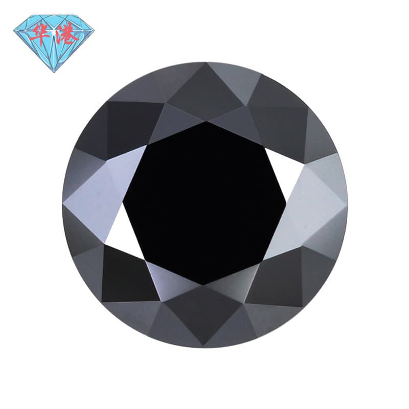 Huagang Gemstone Round Black Moissanite Loose Stone Cabochon Black Moissanite Main Stone Melee Stone D Color Gemstone