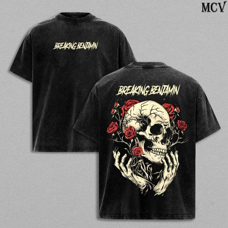 Cross-border EU Size Breaking Benjamin Band Tee Washed – Vintage Heavy C