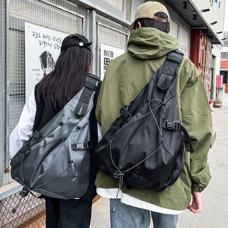 Men's Crossbody Bag New Trendy Large Capacity Sports Sling Bag Student Personality Outdoor Utility Shoulder Bag