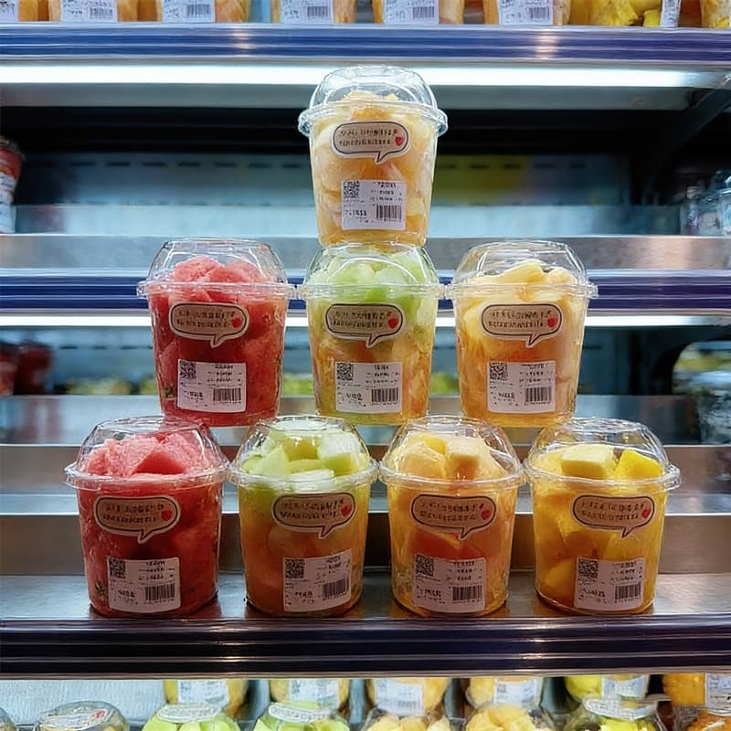 Fruit Cup Salad Container Disposable Bowl Fruit Box Cut Fruit Portion Cup Dessert Takeaway Container