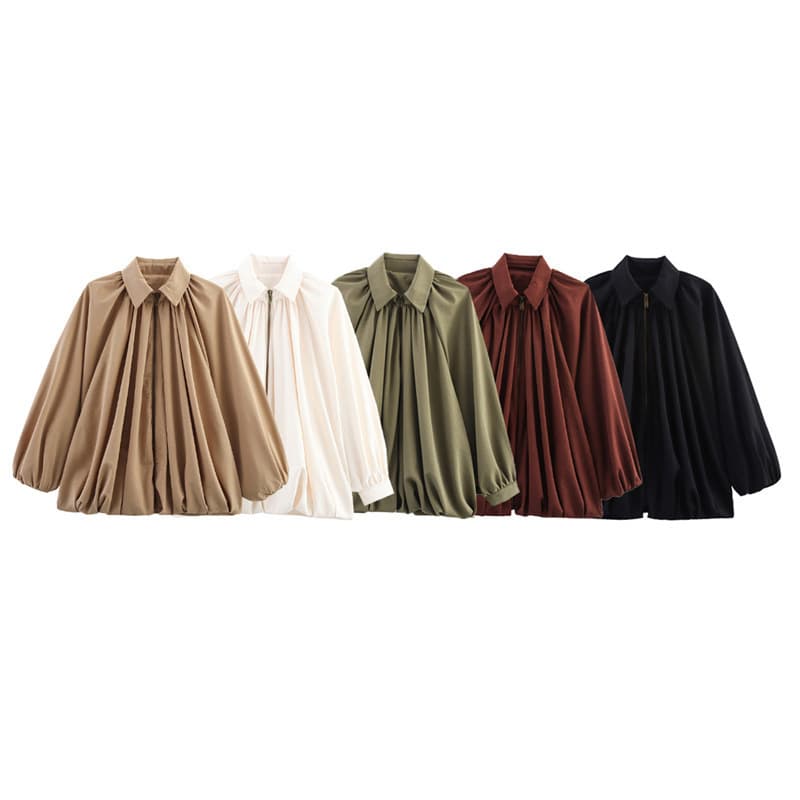 OEM Wholesale European and American Style Fashion Loose Lapel Puffy Bomber Jacket Coat