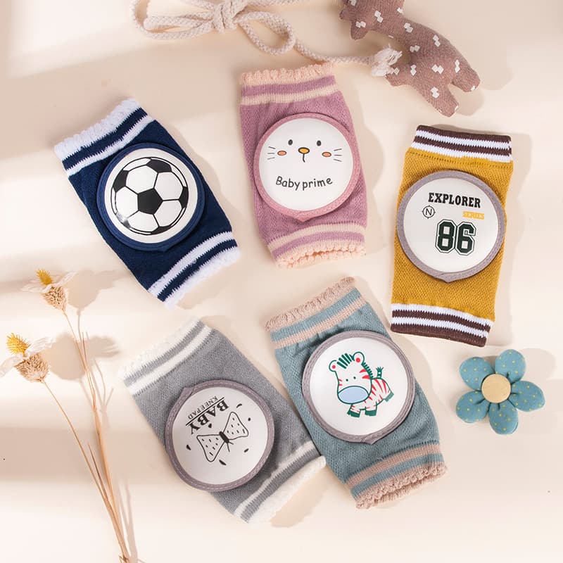 Spring and Summer Cartoon Pattern Children's Knee Pads, Infant and Toddler Terry Socks, Crawling and Walking Silicone Knee and Elbow Pads