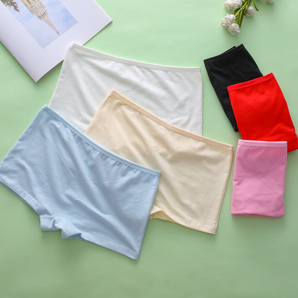 Pure Cotton Mid-Waist Briefs Women's Panties Breathable Knitted Underwear Solid Color Teenage Girls Student Cheeky Shorts