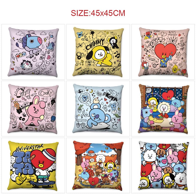 BTS Bangtan Boys Merchandise Pillow Student Bedroom Backrest Sofa Decorative Cushion Seat Cushion Removable and Washable