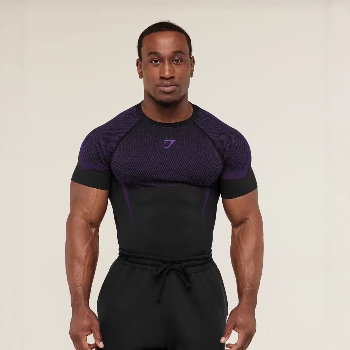 GYMSHARK/ONYX5 men's sports fitness American quick-drying short-sleeved breathable elastic short-sleeved tight training T