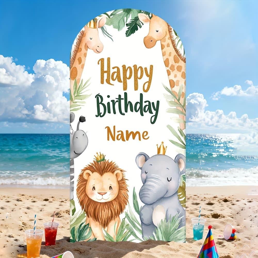 Cross-border cartoon jungle animal birthday party background decoration arch background cloth arch photo photography props