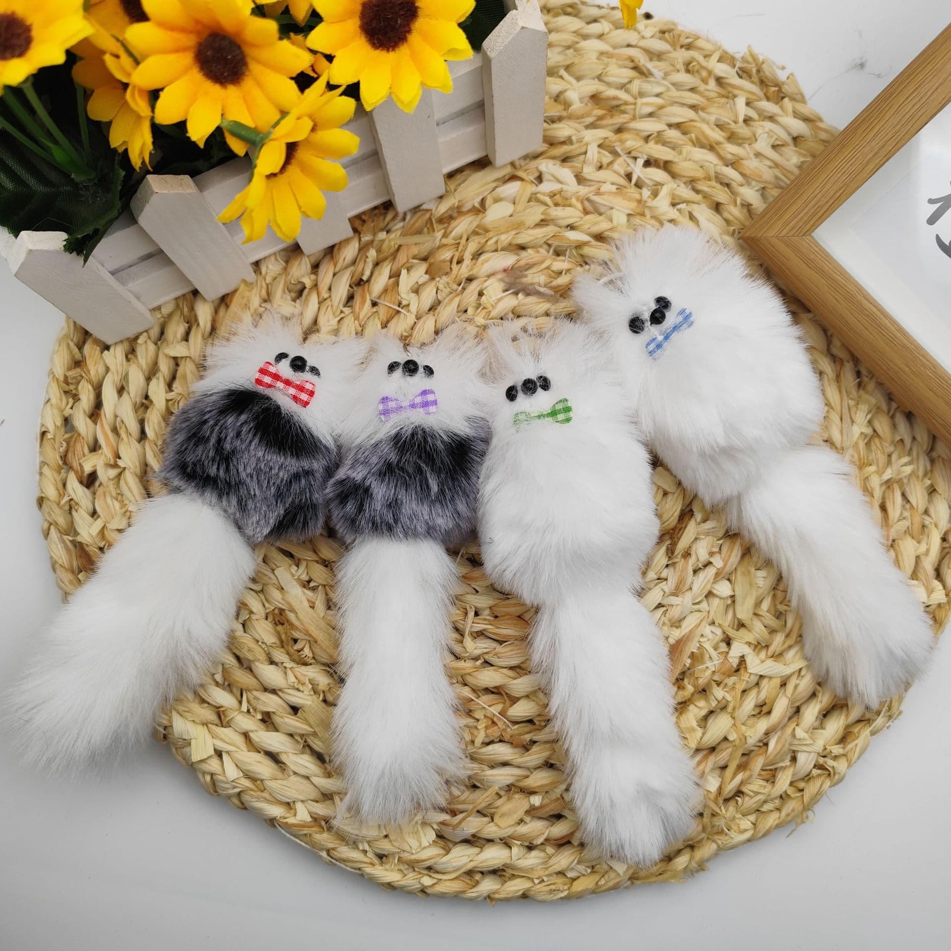 Cute Fox Fur Keychain Pendant Small Fox Bag Charm Car Key Accessory Gift Plush Toy Cute Style