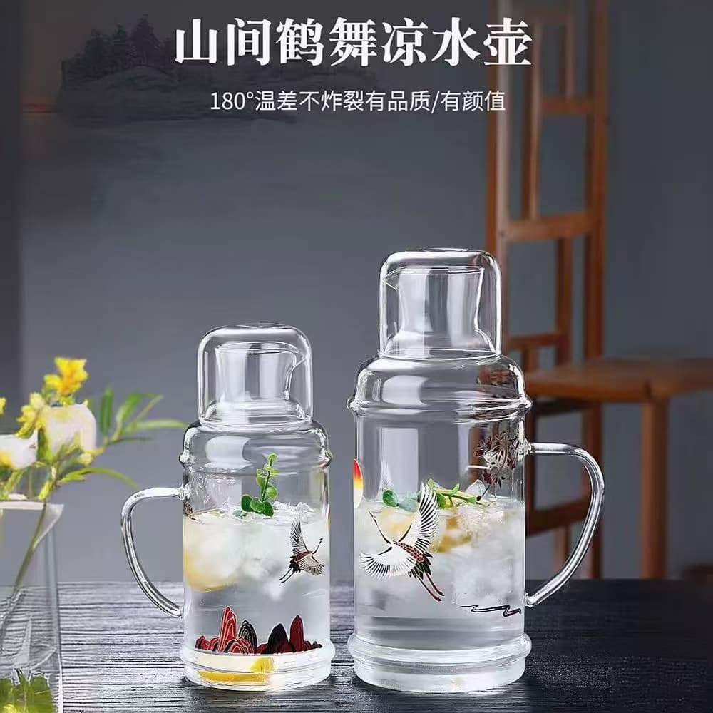 Cross-border cold kettle household cold kettle retro high borosilicate glass large capacity juice jug with lid cold kettle set