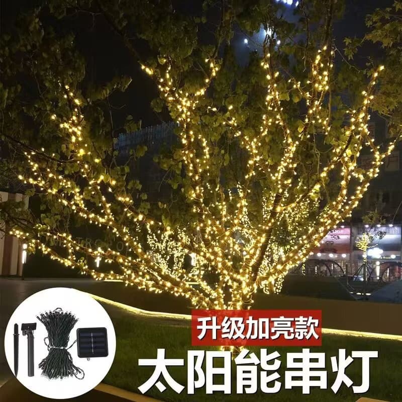 Solar LED string lights outdoor starry sky lights string lights Christmas day lighting decorative lights with street around the tree