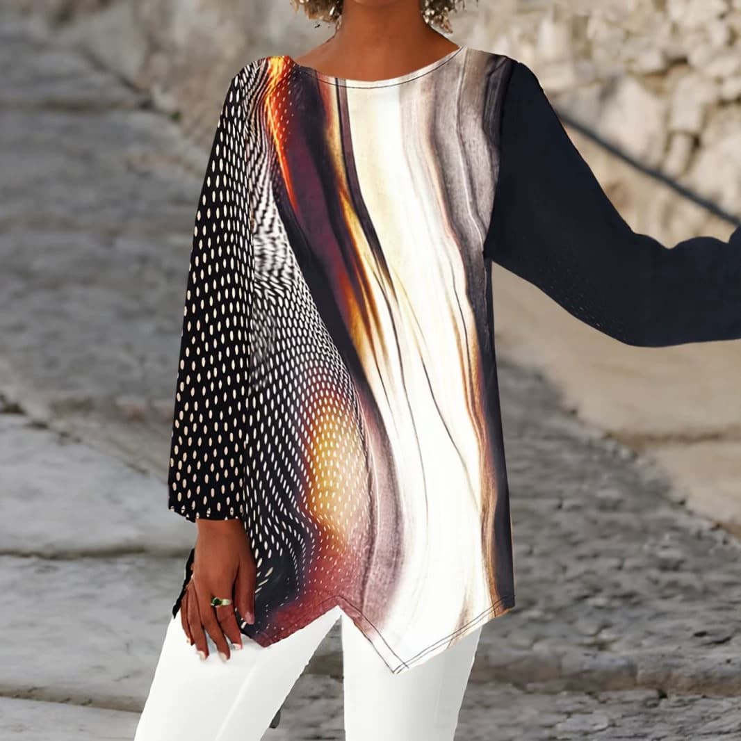 European and American fashionable irregular round neck long-sleeved top drop shipping cross-border direct supply to Amazon Temu AliExpress TK