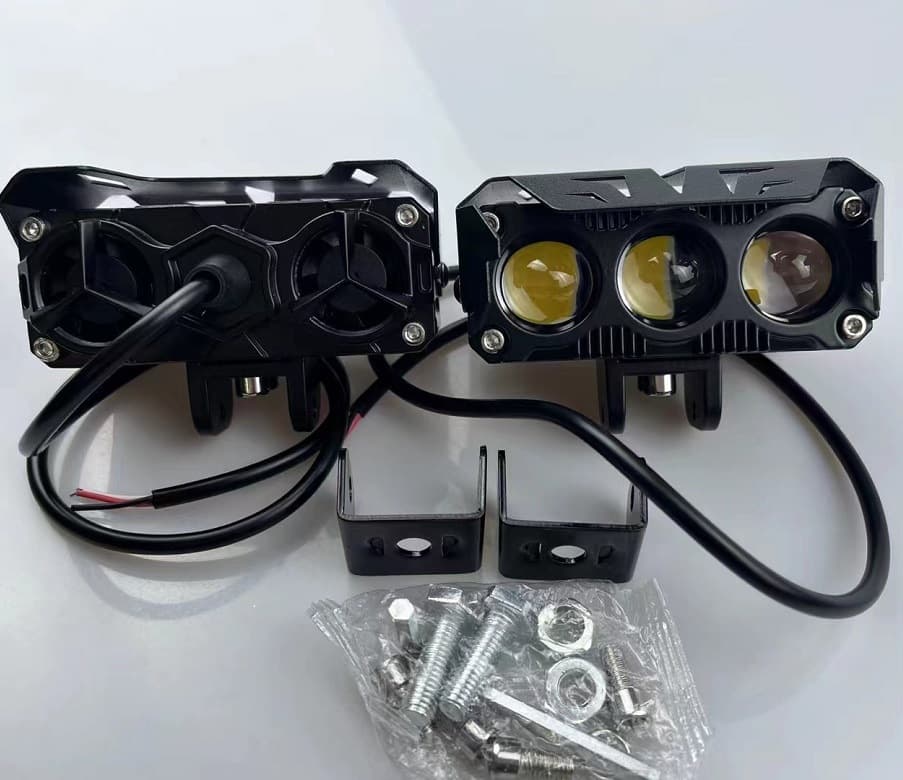 Motorcycle Electric Vehicle LED Dual-Color Convex Lens Spotlight External Work Light Far Near Light LED Lighting Spotlight
