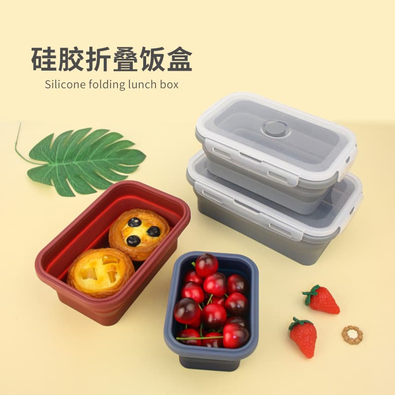 Silicone Folding Lunch Bowl, Food Grade Microwave Picnic Lunch Box, Refrigerator Storage Container, Crisper Plastic Lunch Box