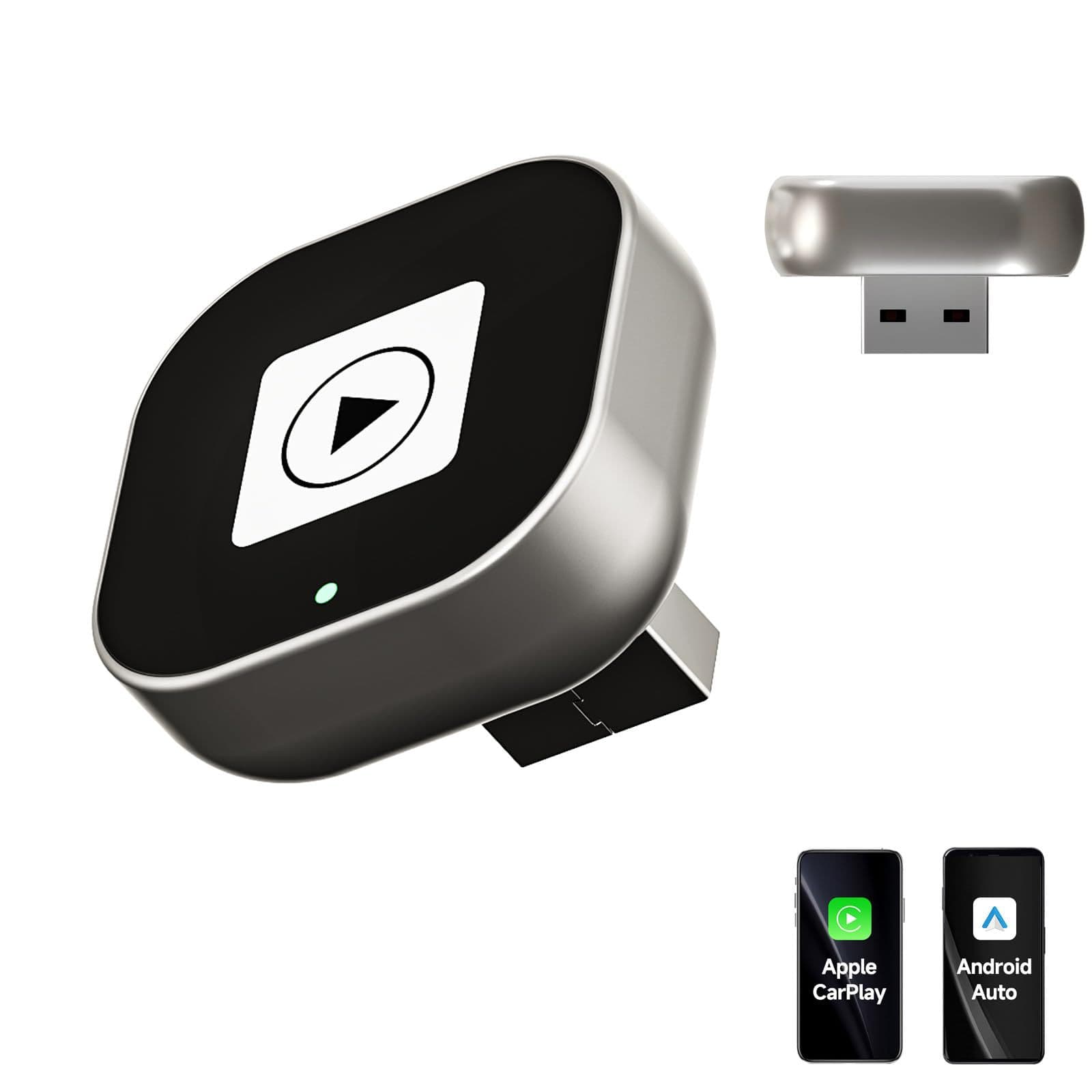 Wireless CarPlay Box (Short, Direct Plug) - Original Car Wired to Wireless CarPlay for Apple and Android Auto