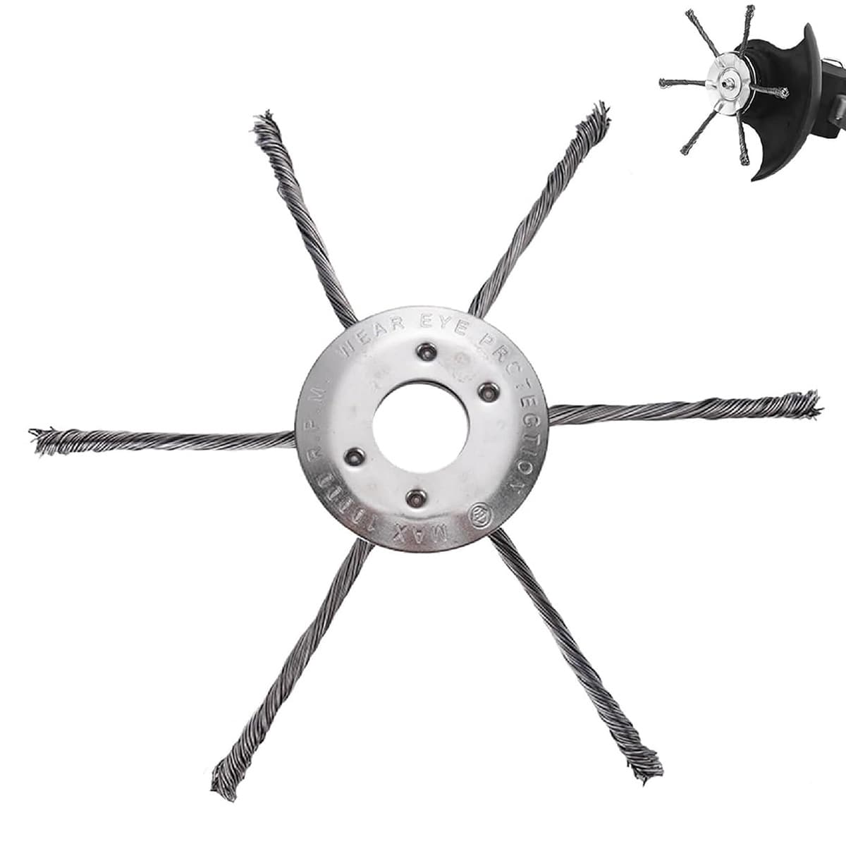 Brushless lawnmower cutting heads, universal steel wire weed trimmers, brush blades, rust removal wheels, and weeding discs are available in stock.