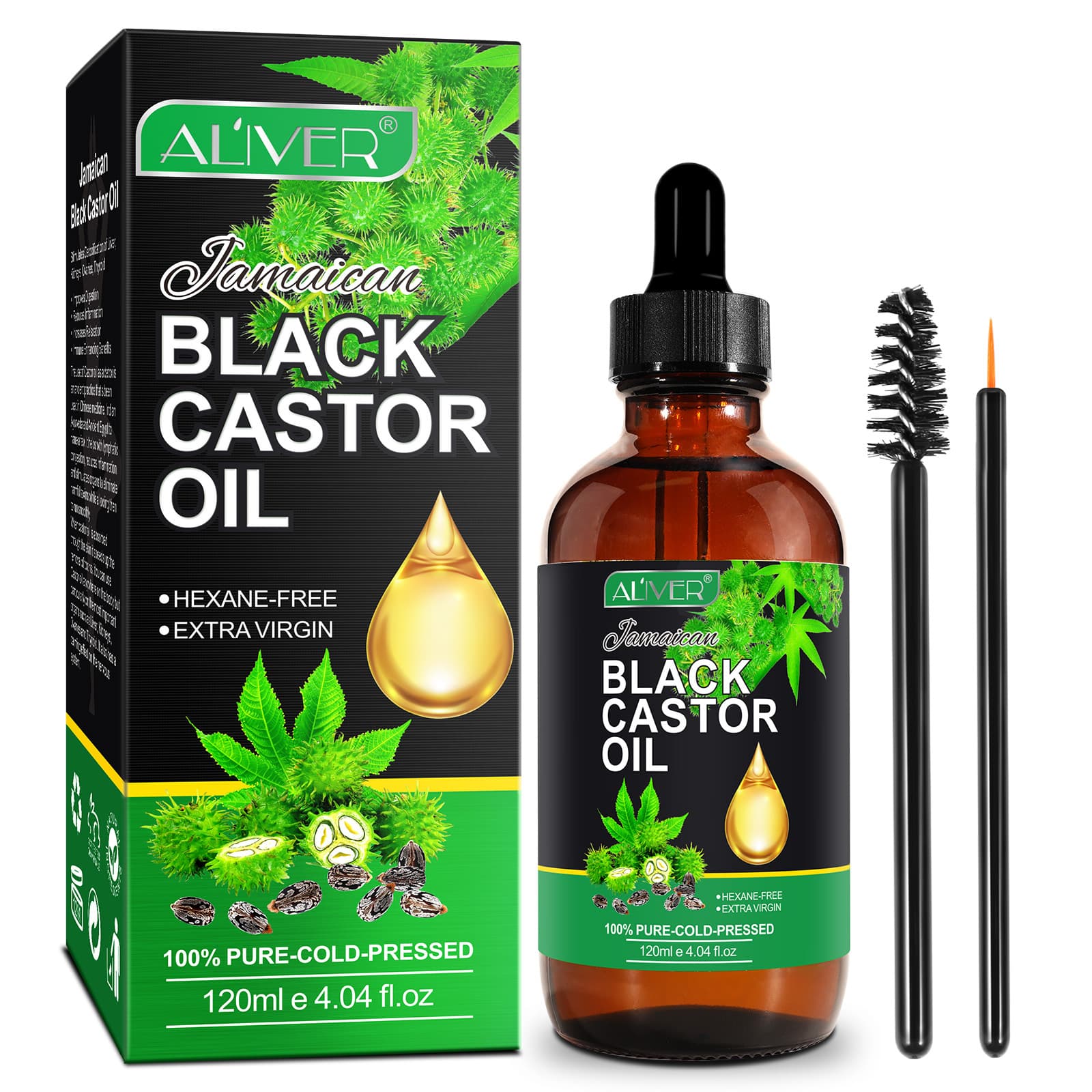 Cross-Border Aliver Aromatherapy Massage Black Castor Oil Cold-Pressed Aromatic Skin Care Massage Oil to Relieve Fatigue