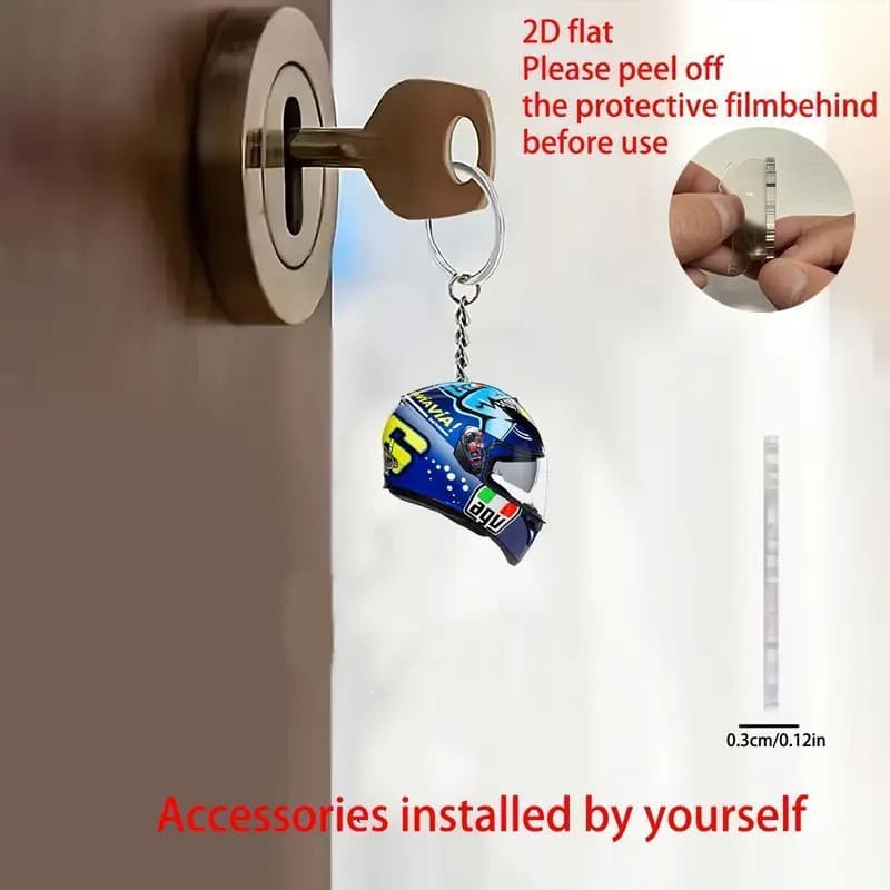 Cross-border new 2D cross-border new motorcycle helmet acrylic motorcycle helmet keychain car pendant rear view