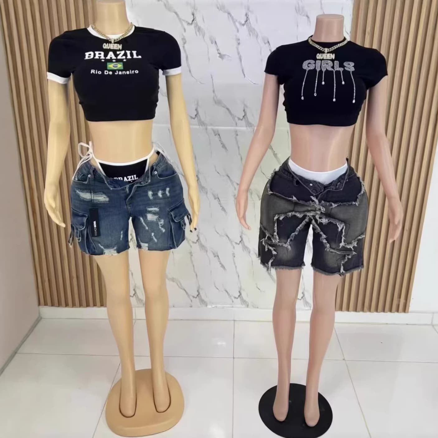Cross-border Women's Cargo Denim Shorts - New Women's Cargo Denim Shorts Jeans Wholesale