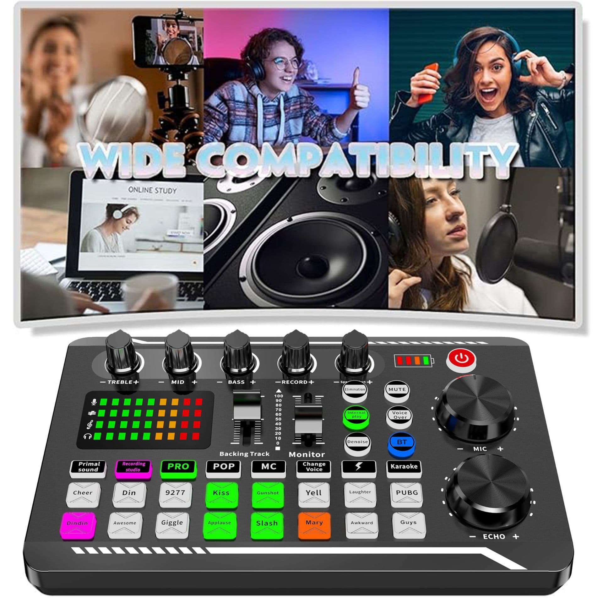 Cross-border Hot Seller F998 Live Streaming Sound Card Dedicated for Mobile Live Streaming Anchor Recording Equipment Microphone with Charging While Using