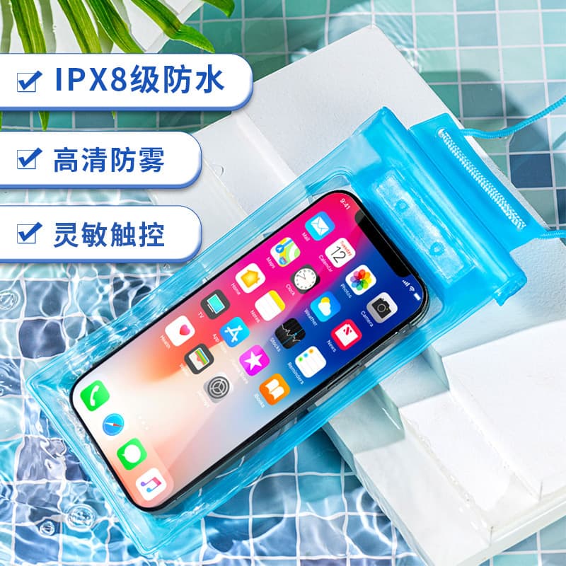 Wholesale cross-border PVC waterproof mobile phone bags with touchscreen, three-fold transparent Velcro, waterproof mobile phone pouches and protective cases.