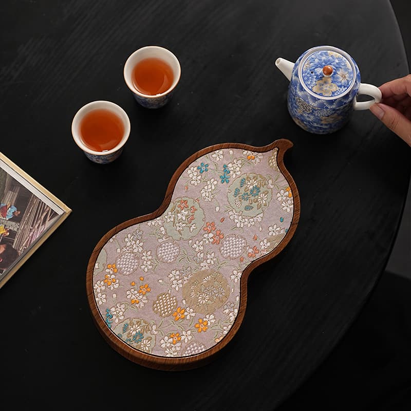 Wanhua Gourd Tea Tray Brocade Retro Dry Brewing Station High-End Household Luxury New Chinese Small Dry Brewing Tea Tray