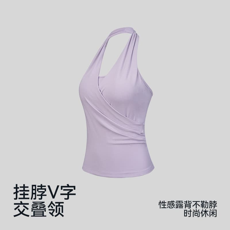 2026 Summer New Modal Padded V-Neck Slimming Yoga Top Outdoor Sports Vest with Built-in Bra