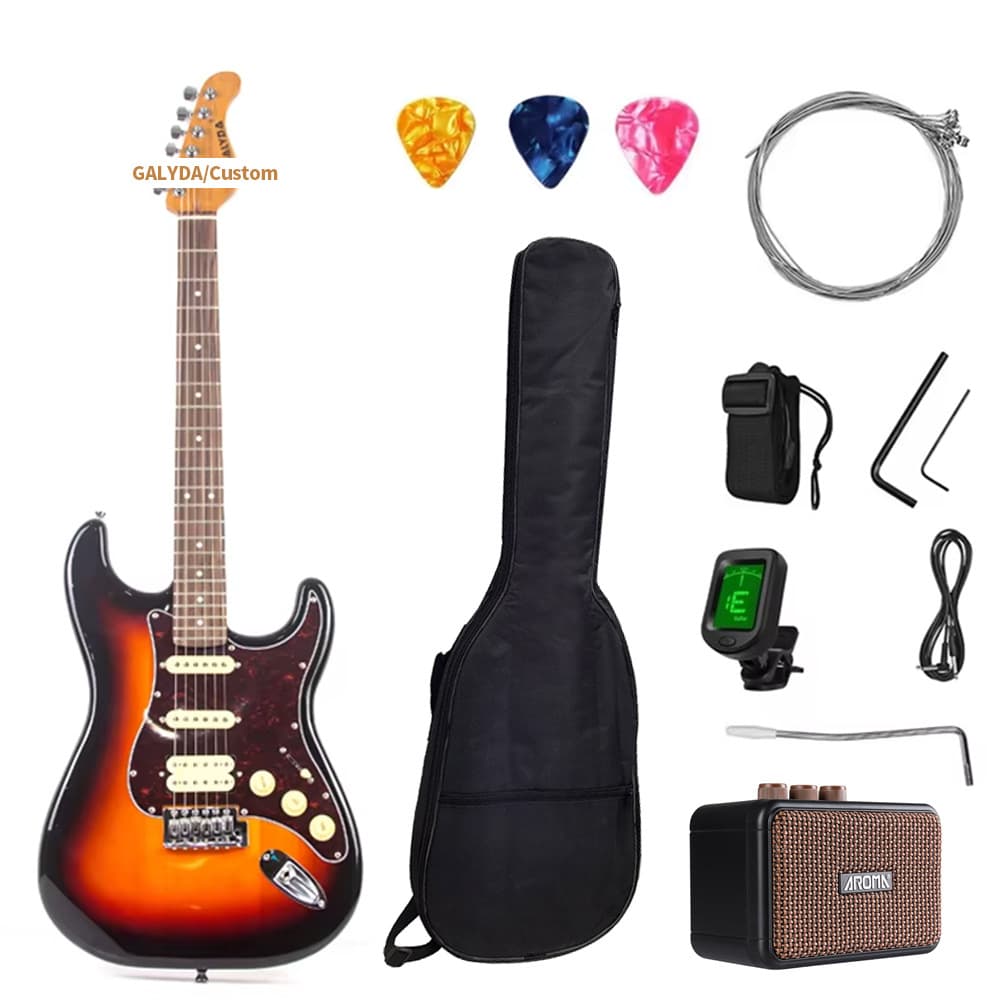 ST Electric Guitar Set with Carbonized Maple Neck, Rosewood Fingerboard, and Stainless Steel Frets