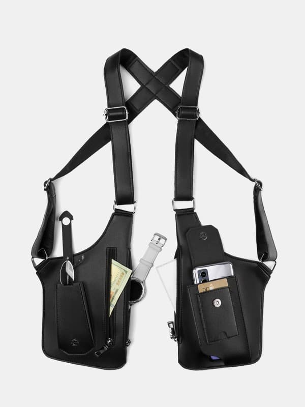 Men's Vintage Backpack Crossbody Bag Multifunctional Sports Leisure Backpack Outdoor Vest Backpack