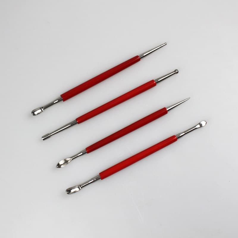 4 red sticks, clay sculpture tool, stainless steel indentation pen, soft clay 3D clay sculpture set