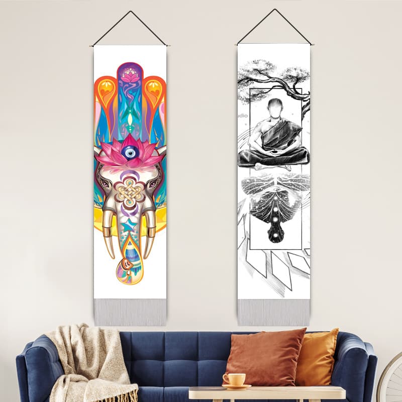 Nordic ins Indian Yoga Meditation Hanging Picture Meditation Background Cloth Bedroom Bedside Decorative Hanging Cloth Tapestry