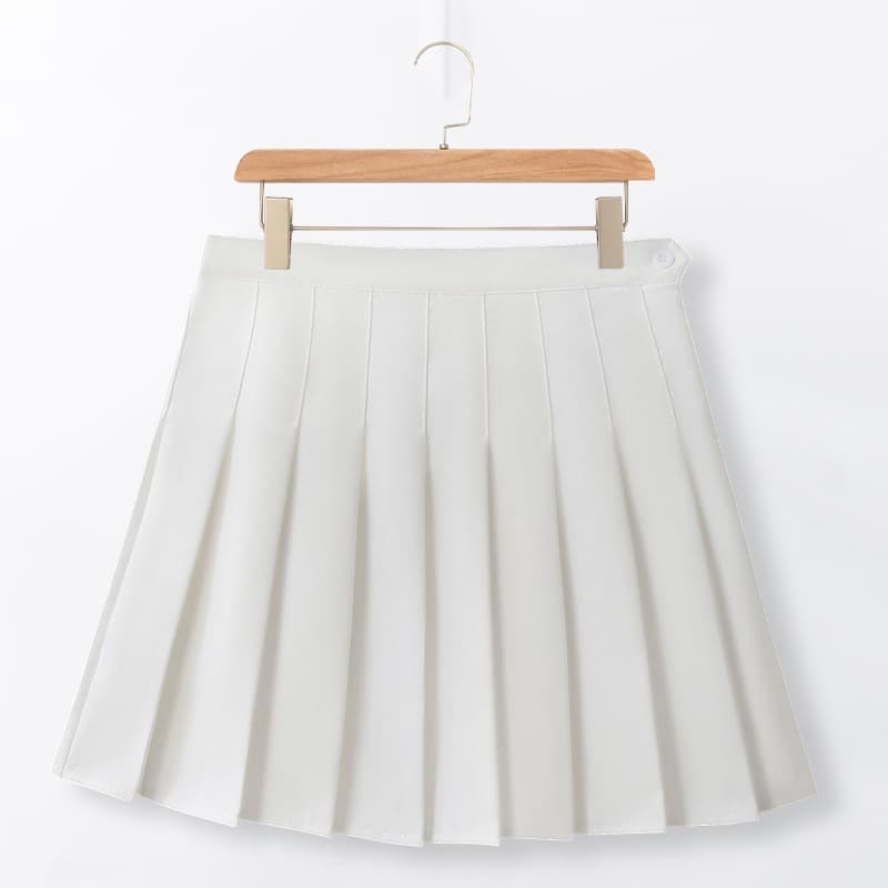 High Waist Pleated Skirt Women Short Korean Retro School Style Summer Spring Autumn New A-Line High Waist Slimming Half Skirt