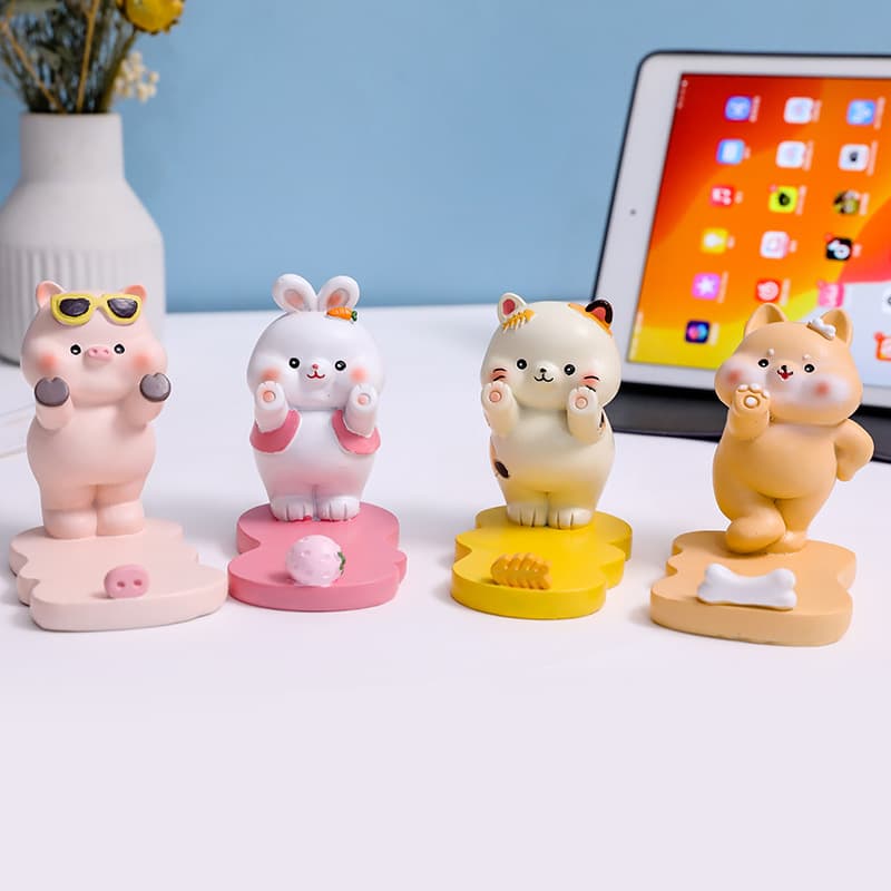 Cute Animal Phone Stand Creative Cartoon Phone Holder Resin Gift Lazy Support Stand Decoration