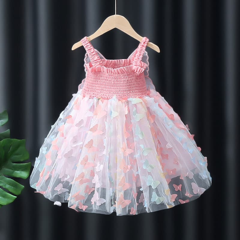 2026 cross-border foreign trade three-dimensional butterfly wings suspender girls dress summer cool sleeveless puffy princess dress