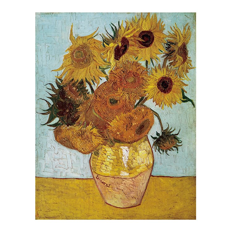 Van Gogh Sunflower Oil Painting Decorative Art Print, White Rose Wall Art, High-Definition Micro-Spray Print, Drop Shipping