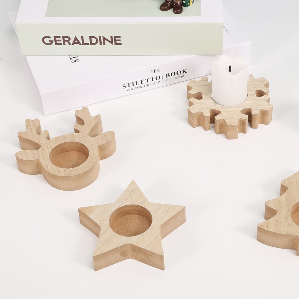 Wooden Base Ornament Ins Style Candle Holder Base Christmas Tree Stump Wooden Minimalist Decorative Desktop Ornament