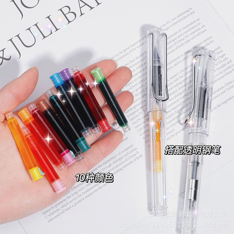 Transparent fountain pen ink sac positive posture calligraphy pen student internet celebrity simple transparent high-looking ink sac dual-use