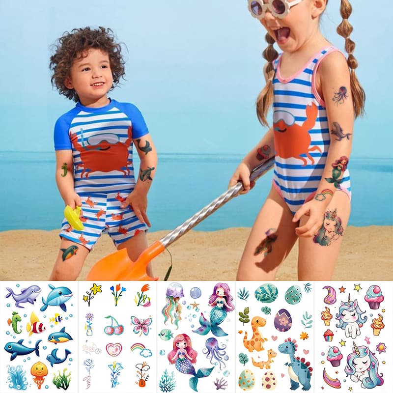 Children's Glitter Mermaid Tattoo High Appearance Cute Girl Cartoon Princess Style Colorful Waterproof Sticker Decals