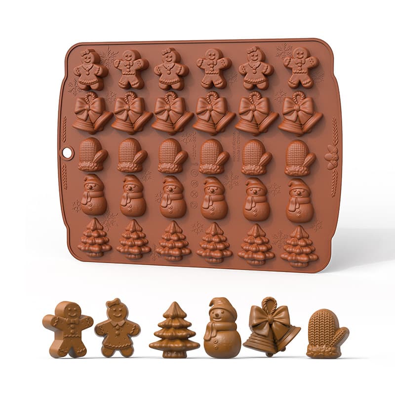 New Christmas 5-Cavity Chocolate Mold Silicone Cake Christmas Tree Christmas Glove Christmas Doll Decoration