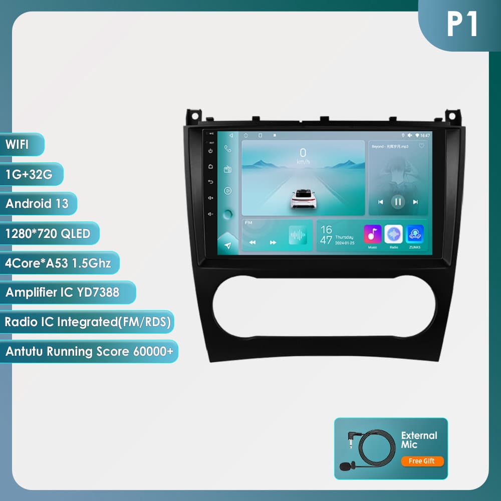 Wireless CarPlay Android Navigation Car Bluetooth Player for 04-11 Mercedes W203 W209