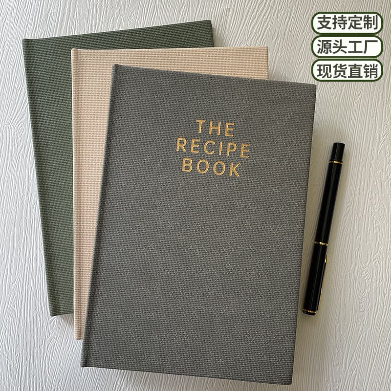 In-Stock Hardcover Recipe Book A5 Notebook for Amazon Cross-Border, Kitchen Cooking Record Notebook Customizable