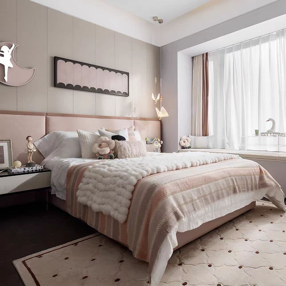 Light luxury modern children's bedding model room soft decoration company furniture showroom store display bedding multi-piece set