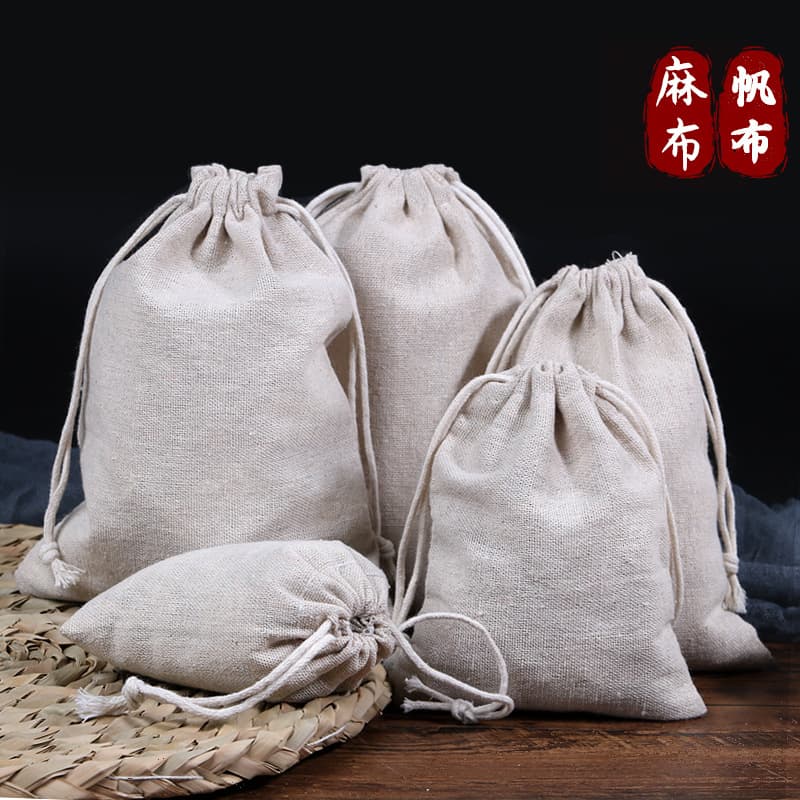 Drawstring Canvas Bag Blank Sachet Cotton Bag Pull-string Cotton Linen Storage Pouch Hemp Bag for Doodling