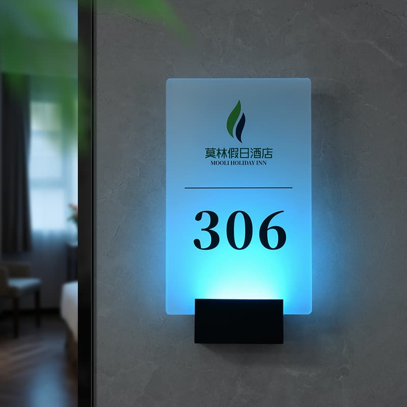 High-end crystal acrylic illuminated hotel door signs, guesthouse room number signs, restaurant and teahouse private room signs