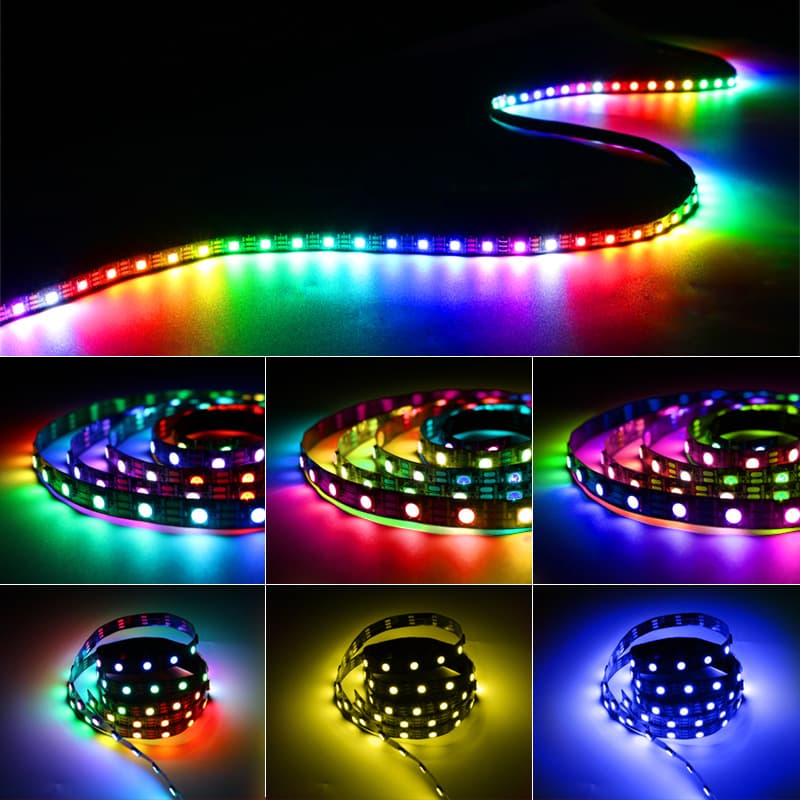 Cross-border Smart Light-Chasing 5050 Rainbow RGB Strip Programmable Built-in IC Single-Point Single-Control Flexible Light Strip