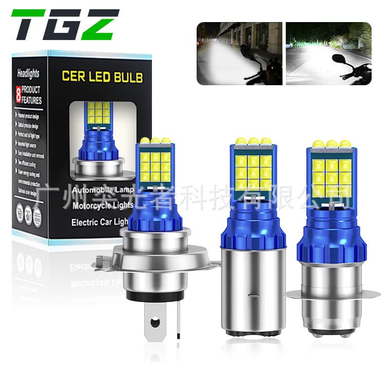 TGZ Cross-border Exclusive LED Headlight H4 High/Low Beam Motorcycle Spotlight H6 Electric Vehicle P15D Motorcycle Bulb