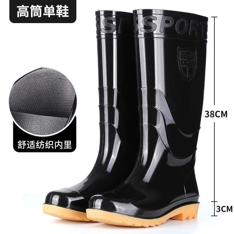 Men's Rain Boots Waterproof Rubber Boots for Fishing, Gardening, and Work, Mid-High Tube, Protective Overshoes