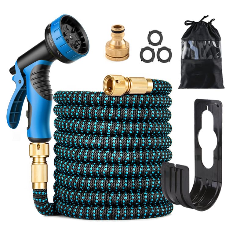 New 3x Zoom Expandable Garden Hose Soft Pipe High Pressure Washer Car Wash Black Green Dual Color Gun